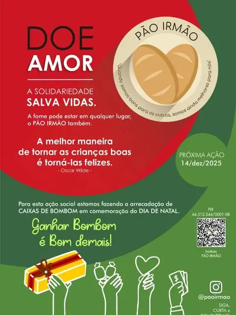 Cartaz da campanha de Natal para arrecadação de caixas de bombom